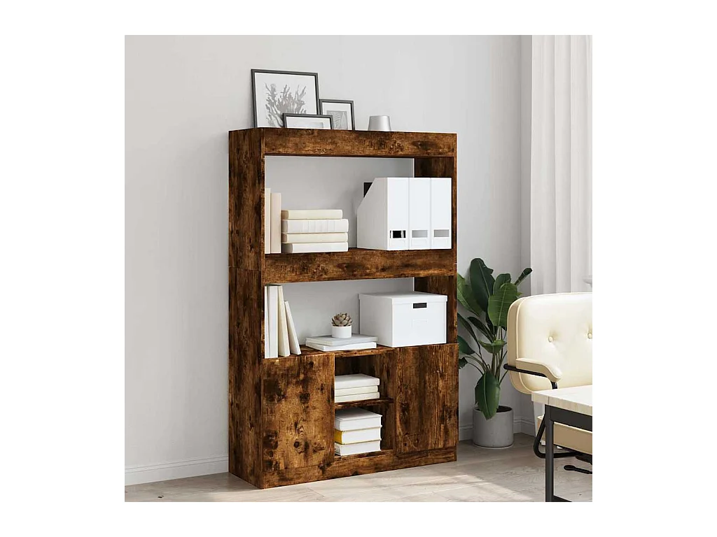 Bibliothèque chêne fumé 92x33x140 cm bois d'ingénierie