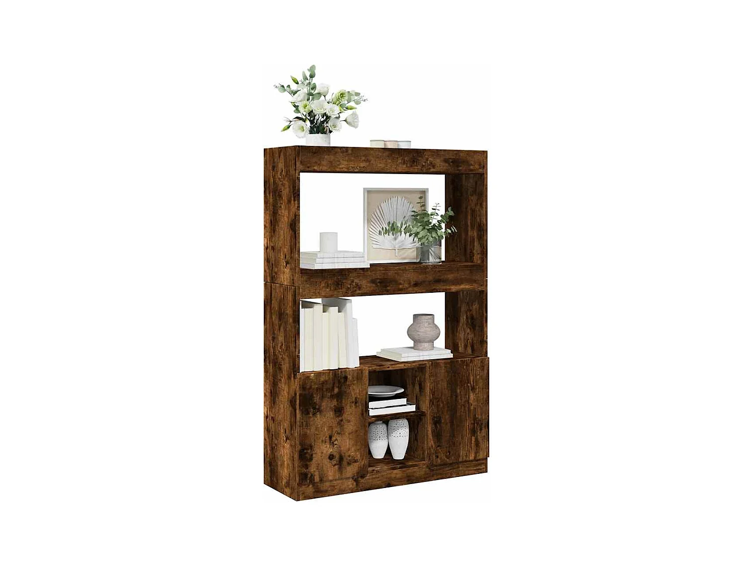 Bibliothèque chêne fumé 92x33x140 cm bois d'ingénierie