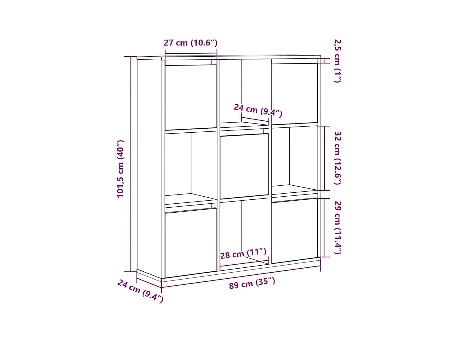 Bibliothèque blanc 89x24x101,5 cm bois d'ingénierie