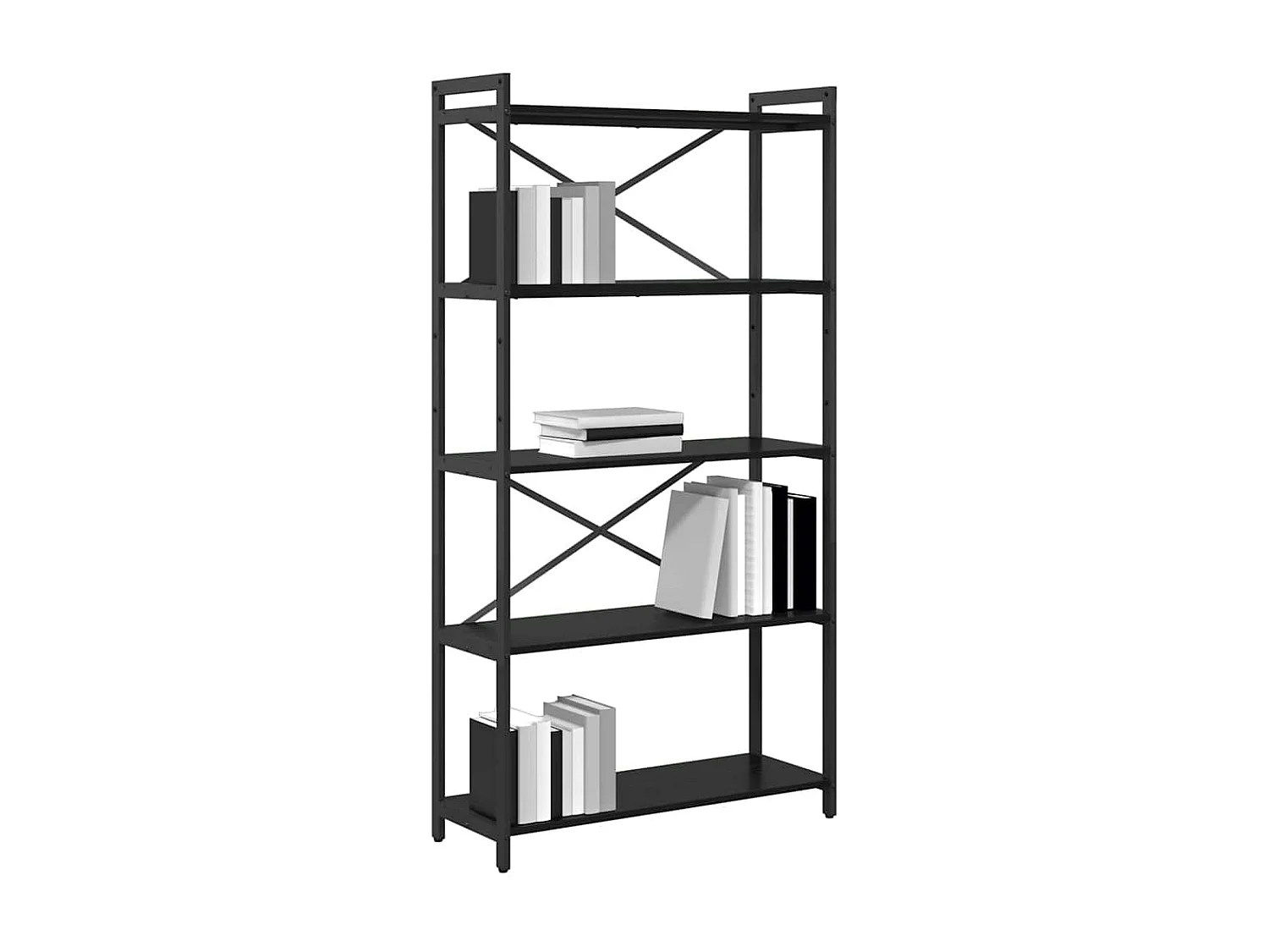 Boekenkast Zwart eiken 80 x 30 x 153 cm Bewerkt hout