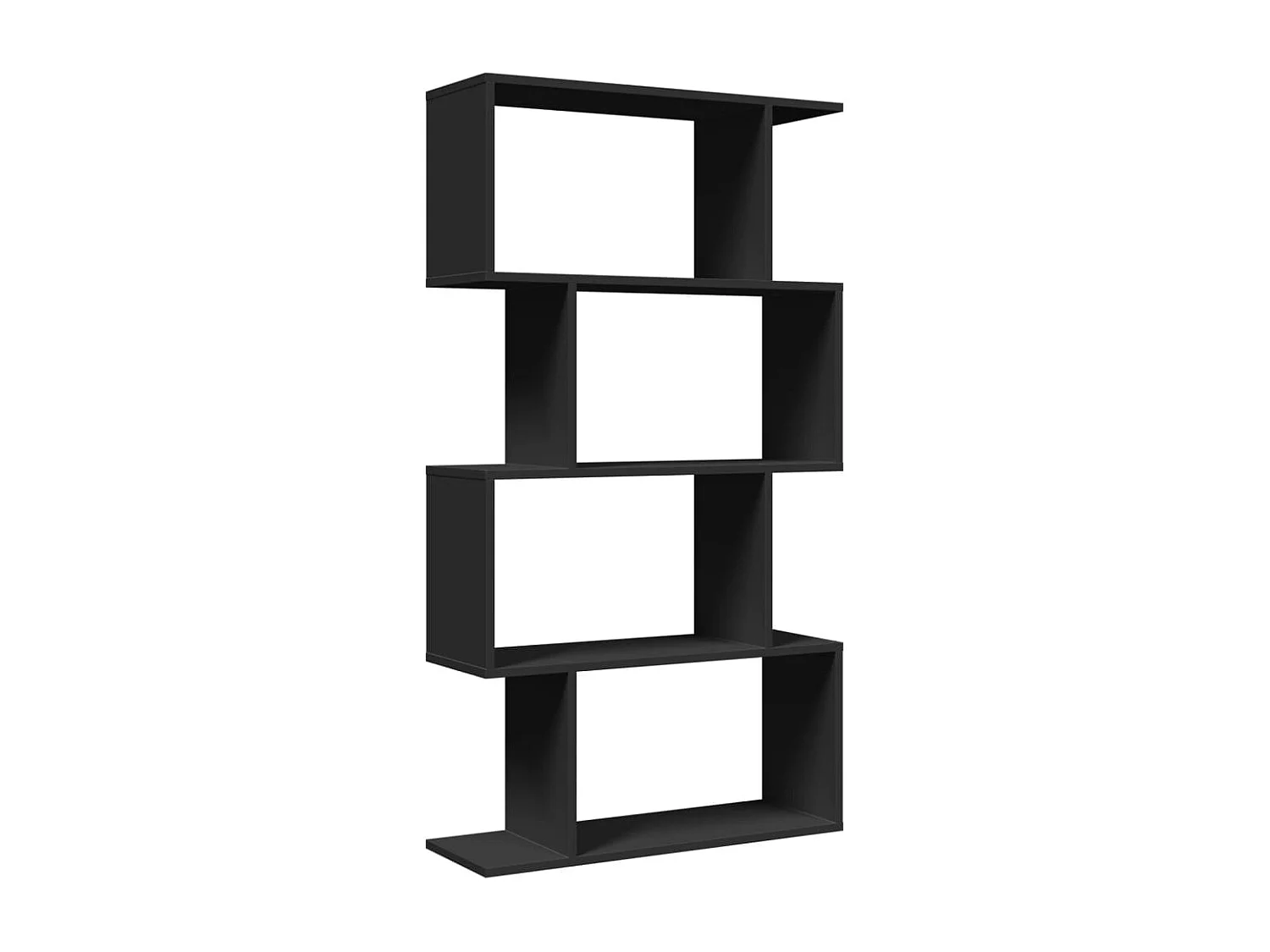 Bibliothèque séparatrice de pièce à 4 niveaux noir 70x24x129 cm