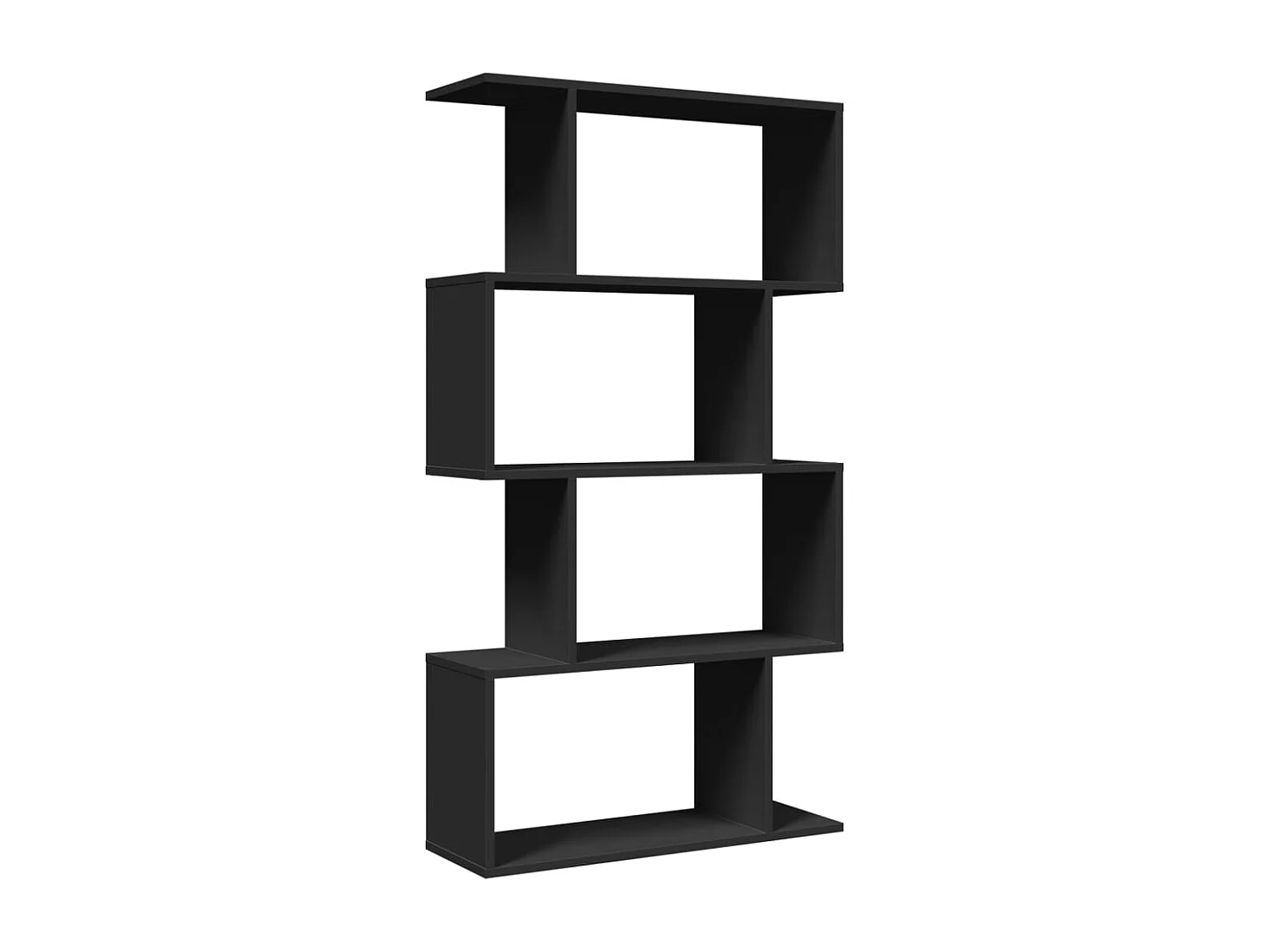 Bibliothèque séparatrice de pièce à 4 niveaux noir 70x24x129 cm