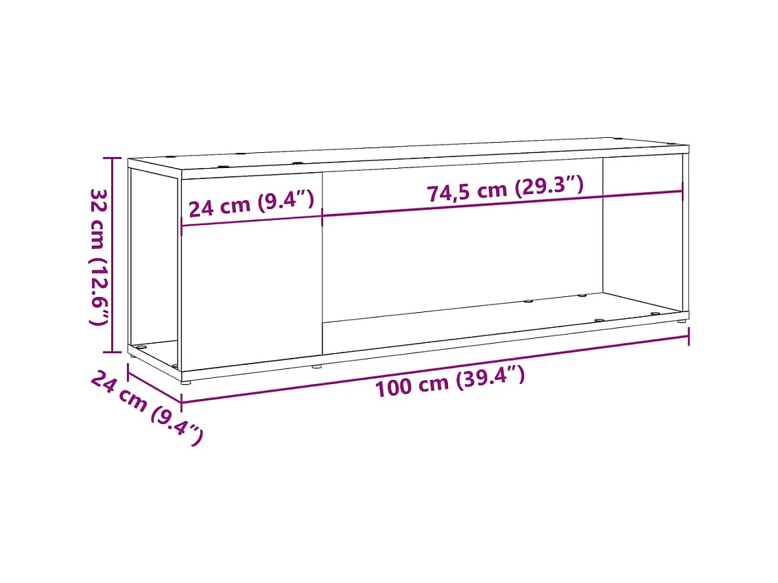 Mueble para TV madera ingeniería madera envejecida 100x24x32 cm