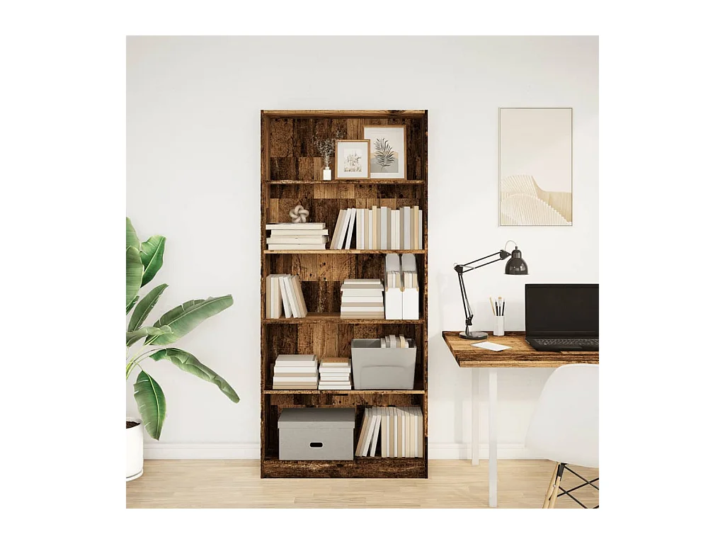 Bibliothèque vieux bois 80x24x176 cm bois d'ingénierie