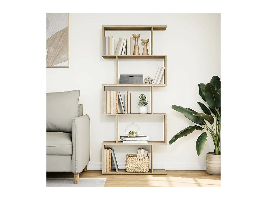 Bibliothèque séparatrice de pièce 5 niveaux chêne sonoma 70x24x161cm