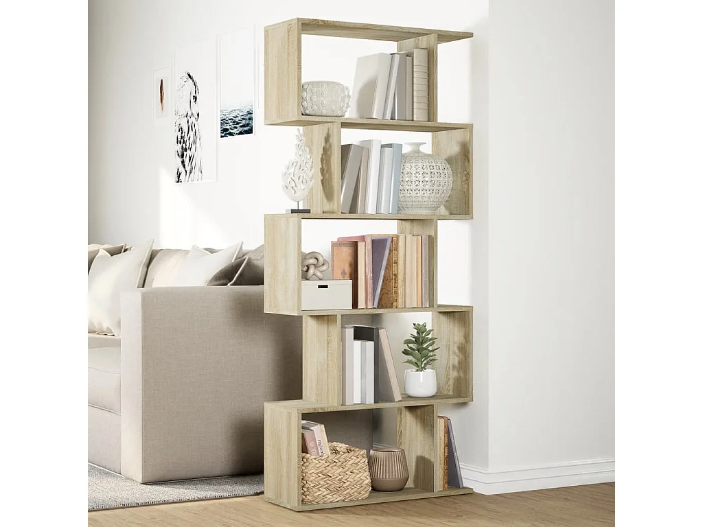 Librería divisora 5 niveles madera roble Sonoma 70x24x161 cm