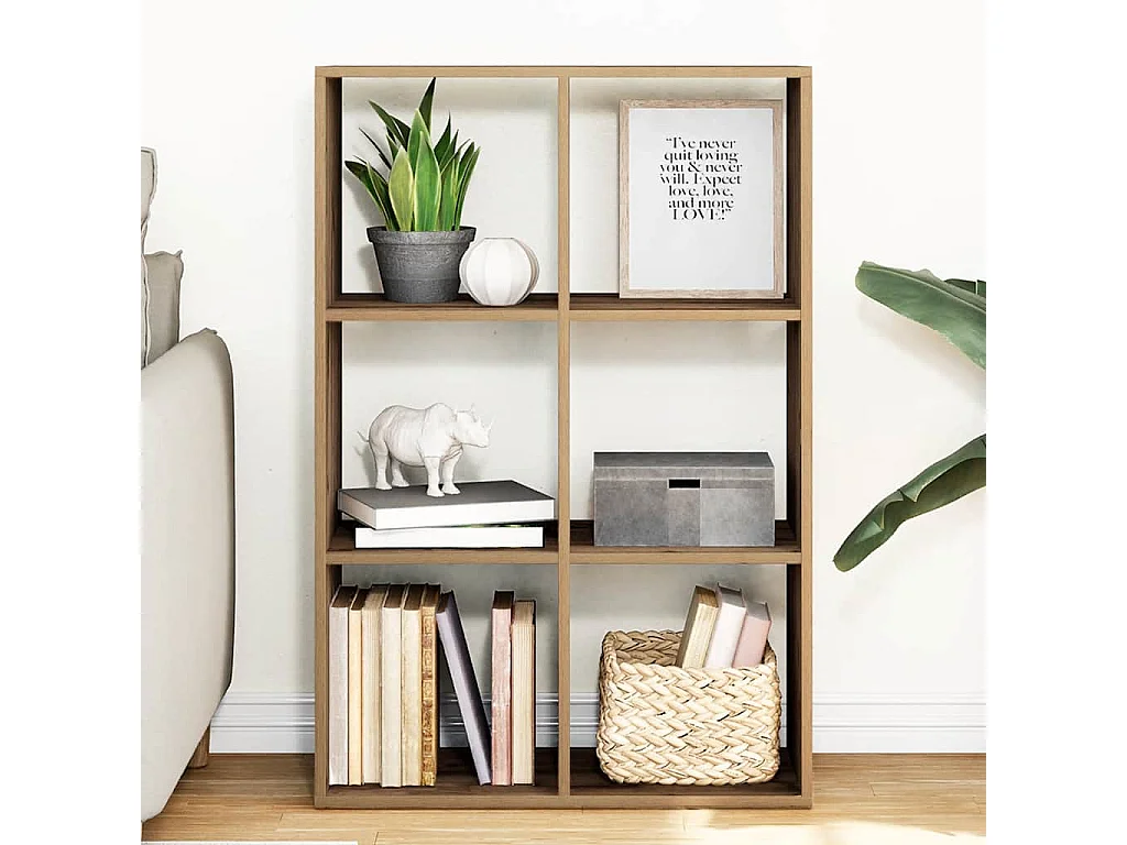 Bibliothèque séparatrice de pièce chêne artisanal 69,5x29x103,5 cm