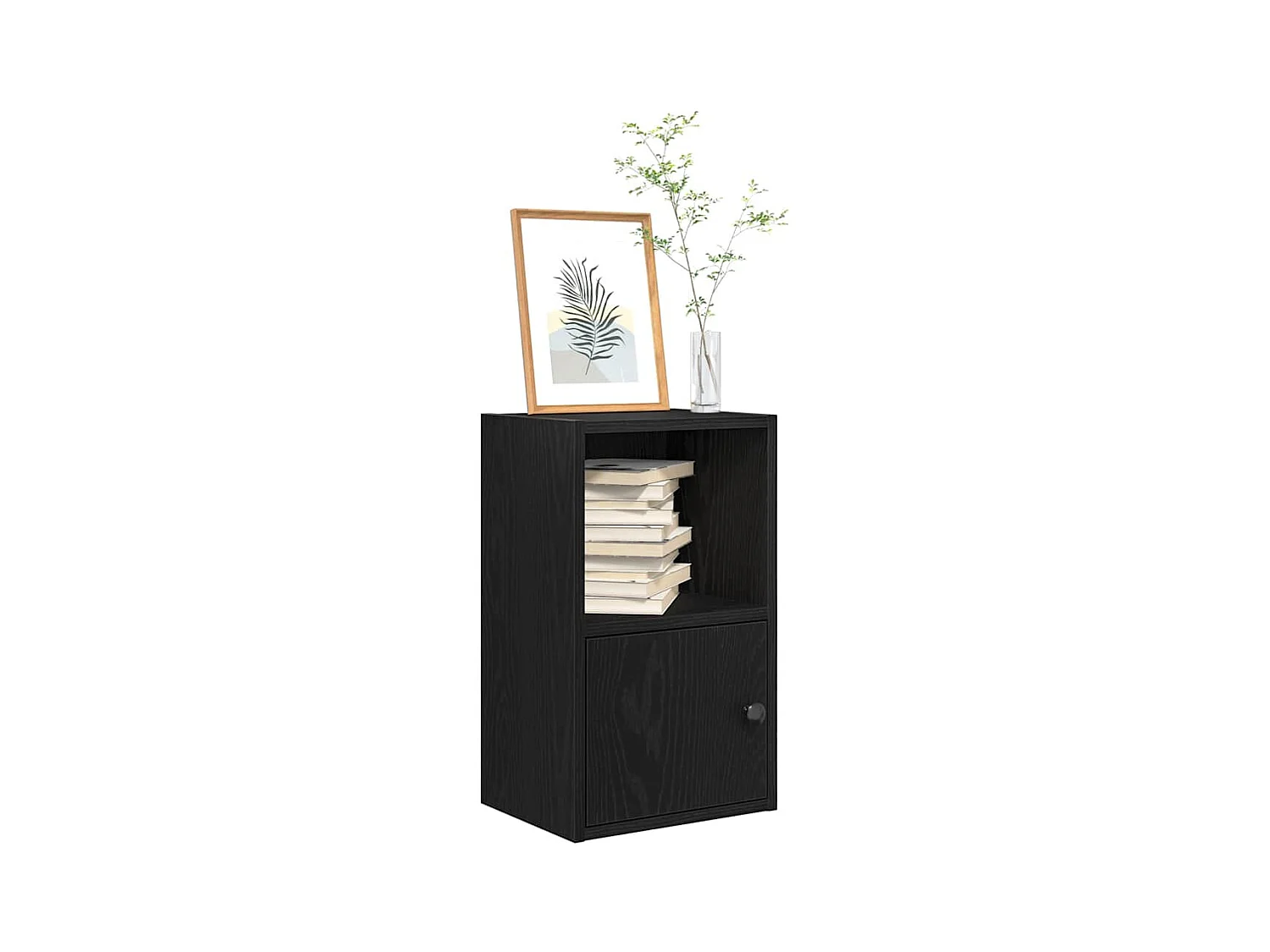 Estantería de madera de ingeniería roble negro 31x24x52 cm