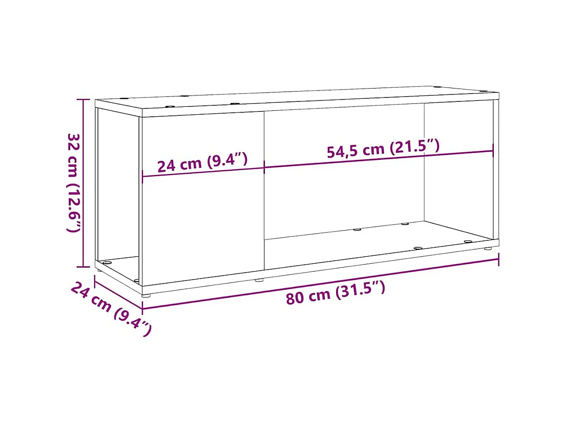 Bibliothèque vieux bois 80x24x32cm bois d'ingénierie