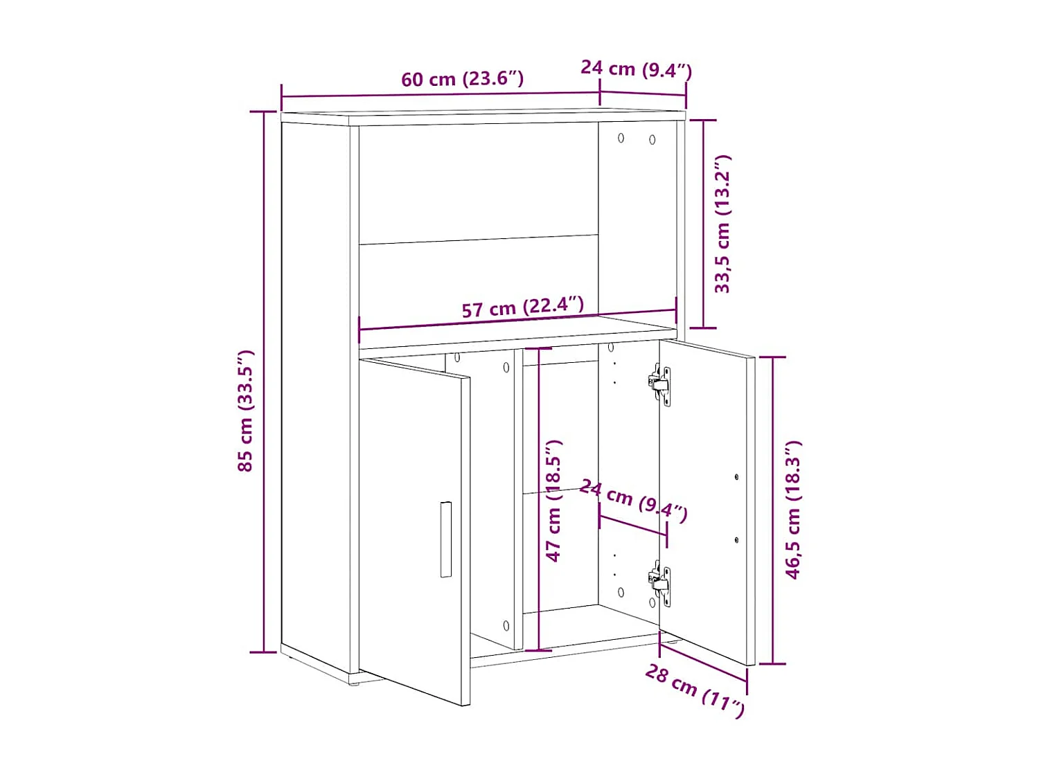 Estantería madera de ingeniería marrón roble 60x24x85 cm