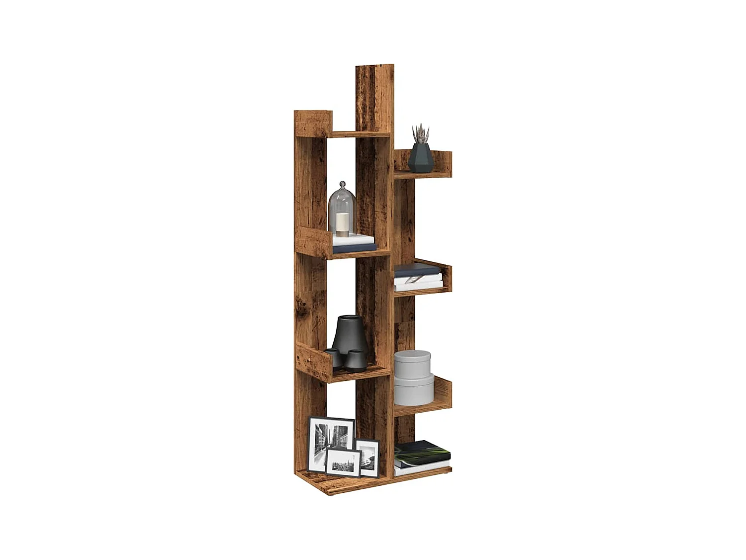 Armario de libros madera contrachapada envejecida 48x25,5x140cm
