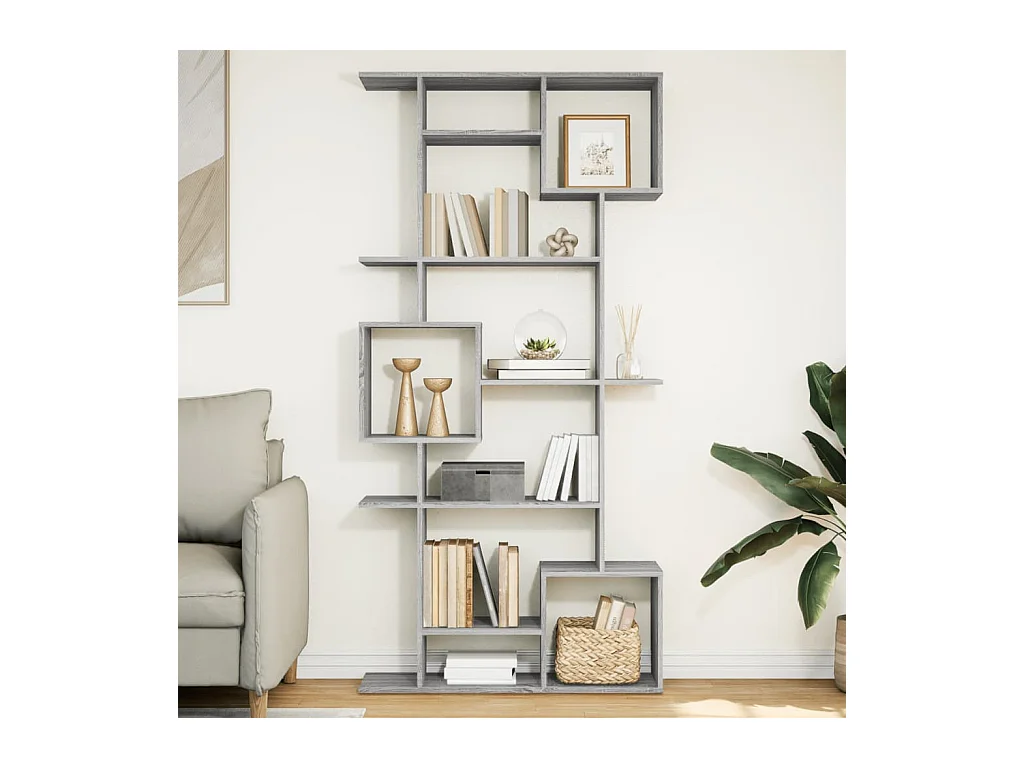 Estantería de madera de ingeniería gris Sonoma 92x29x188 cm