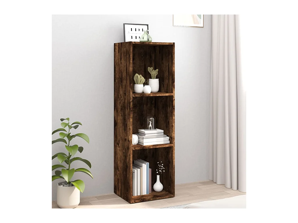 Bibliothèque/Meuble TV chêne fumé 36x30x114cm bois d'ingénierie
