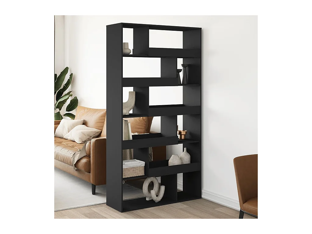 Bibliothèque / Cloison de séparation noir 100x33x187,5 cm bois d'ingénierie