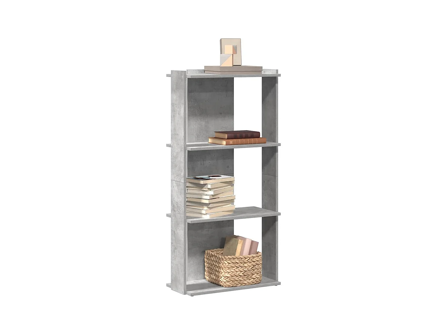 Librería de 3 niveles madera gris hormigón 60x30x120 cm