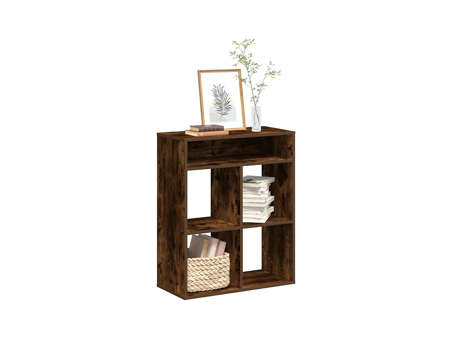 Bibliothèque chêne fumé 66x31x80 cm bois d'ingénierie