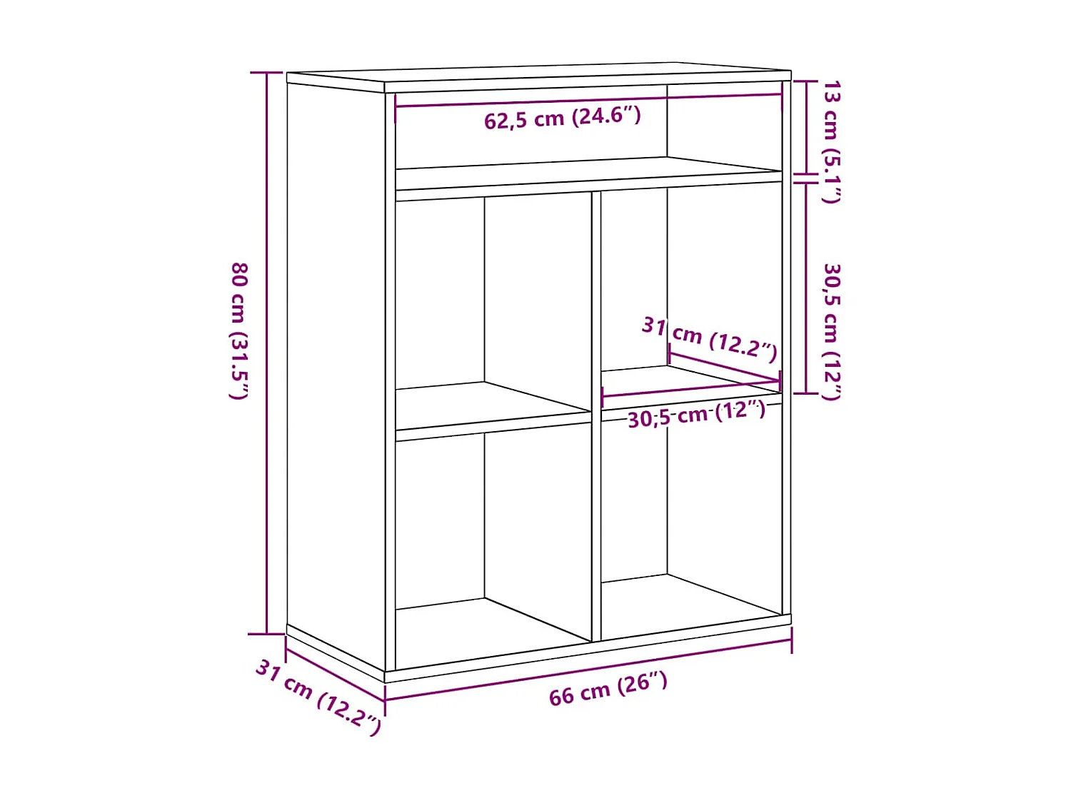 Bibliothèque chêne fumé 66x31x80 cm bois d'ingénierie