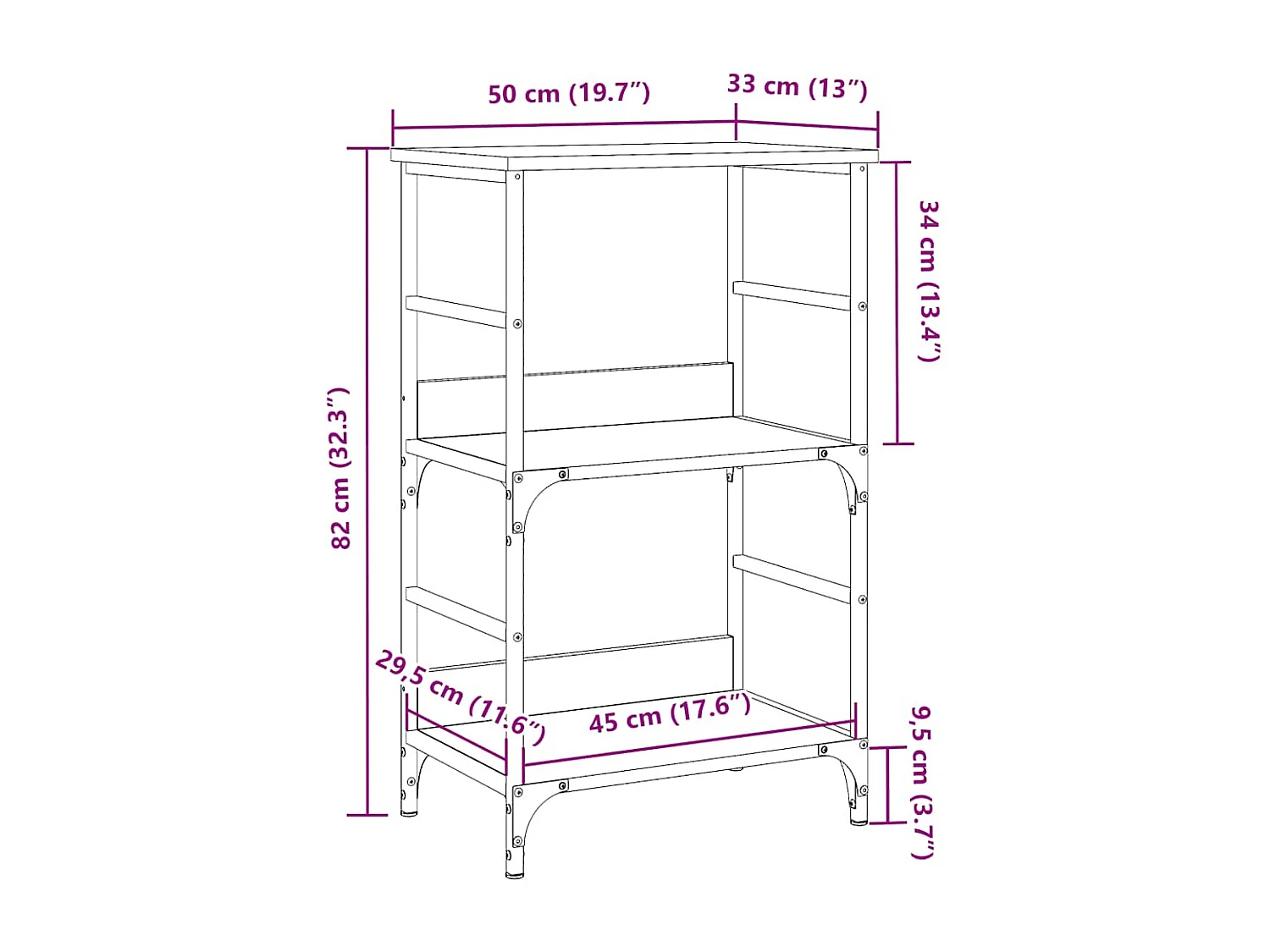 Bibliothèque vieux bois 50x33x82 cm bois d'ingénierie