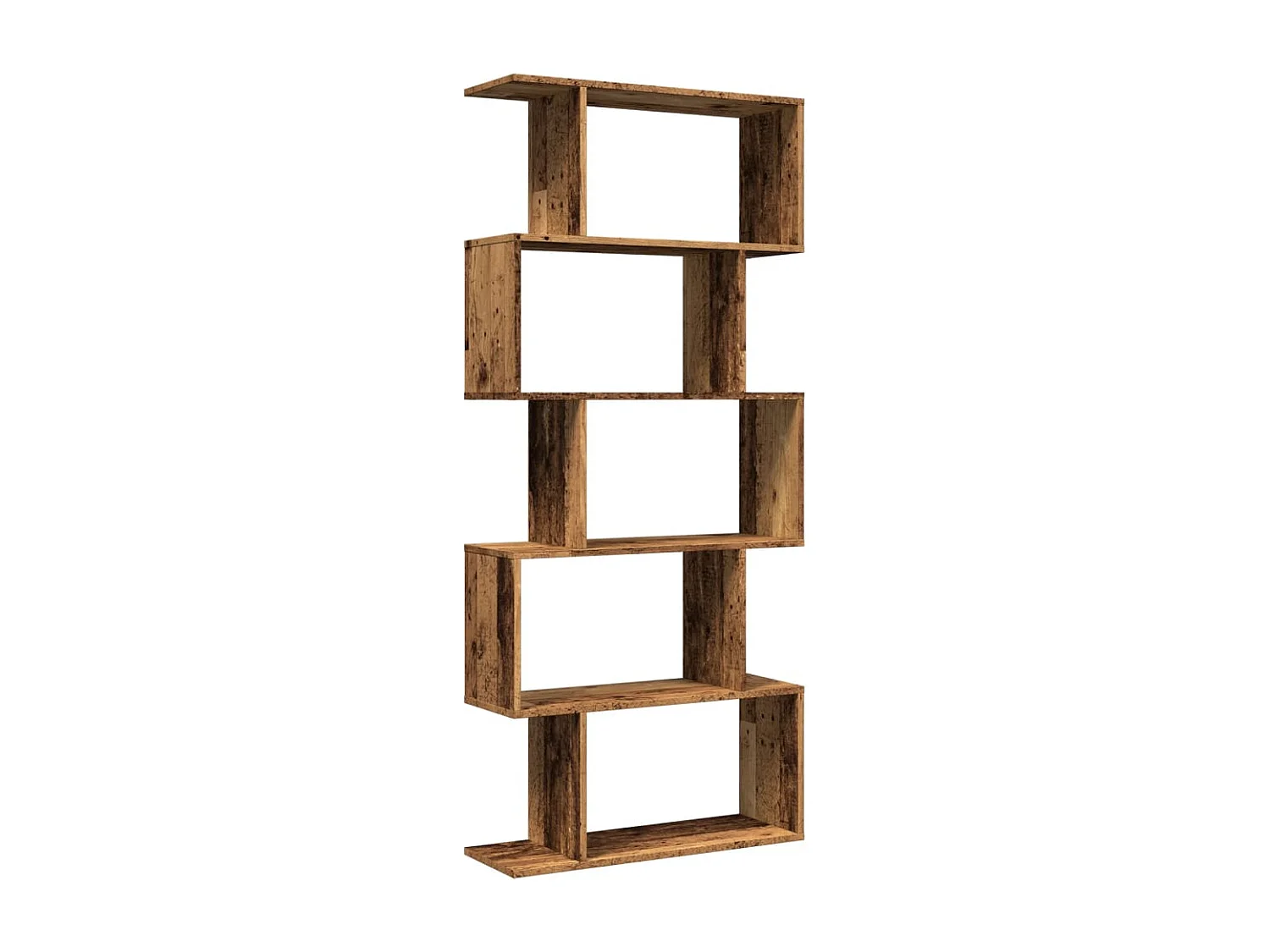 Bibliothèque séparatrice de pièce à 5 niveaux vieux bois 70x24x161cm