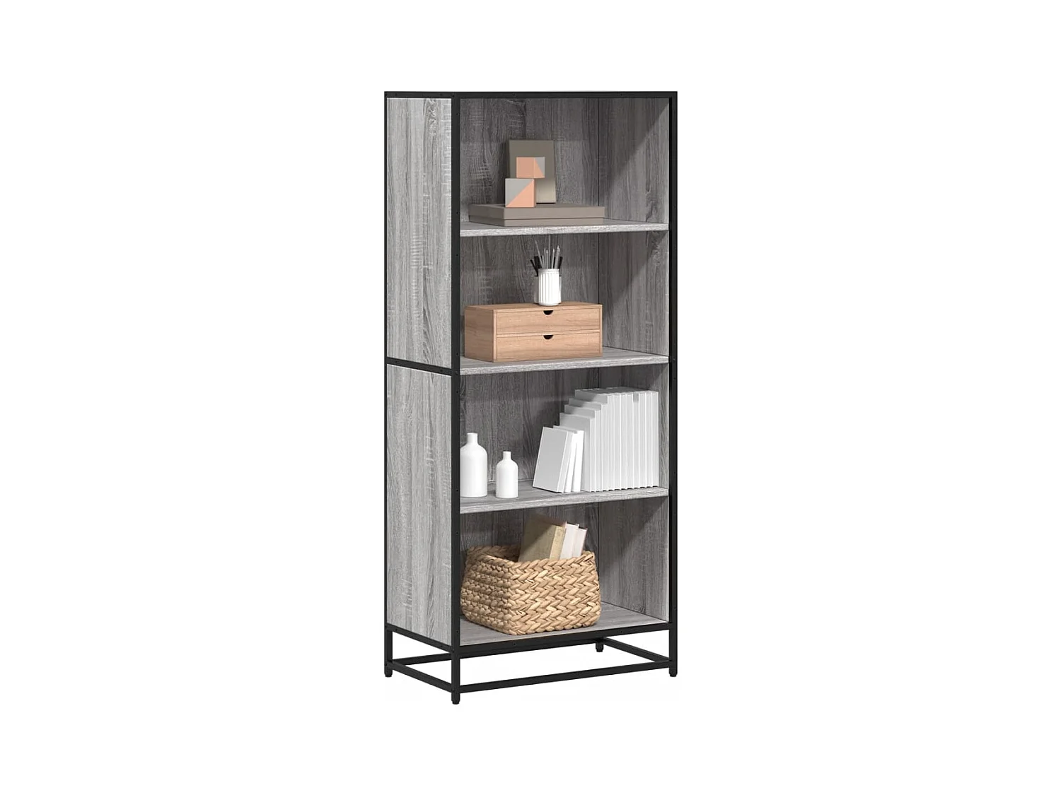 Estantería de madera de ingeniería gris Sonoma 60x35x139 cm