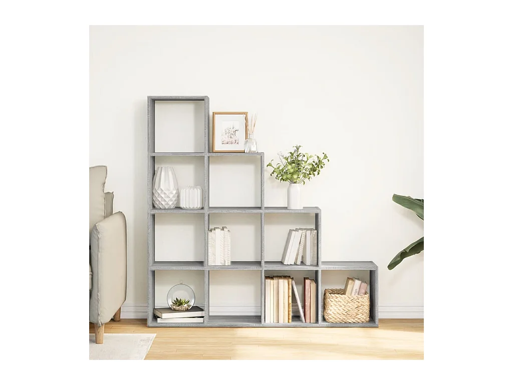 Bibliothèque séparatrice de pièce 4 niveaux sonoma gris