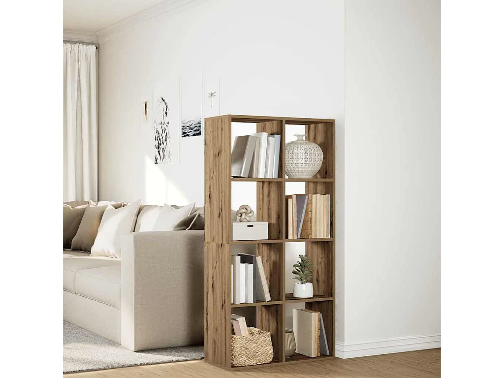Bibliothèque séparatrice de pièce chêne artisanal 69,5x29x137,5 cm