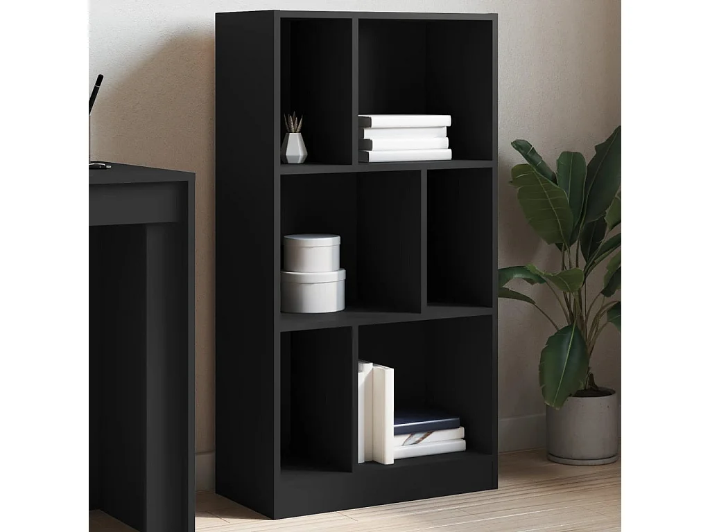 Boekenkast 57x28,5x107,5 cm bewerkt hout zwart