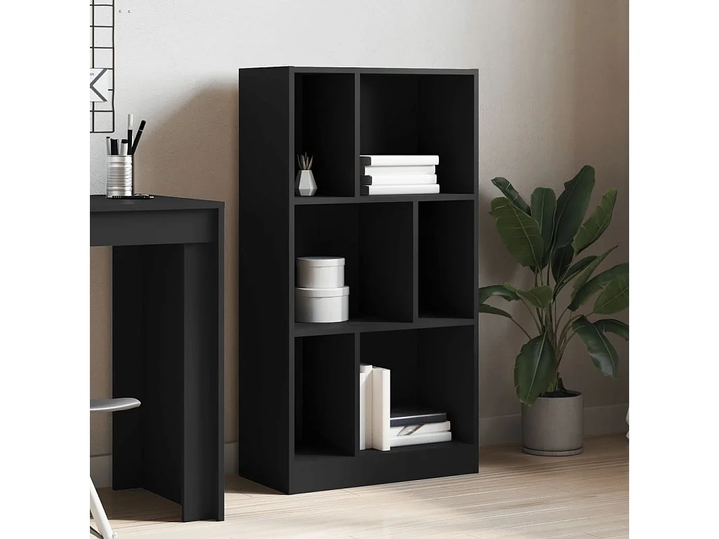 Boekenkast 57x28,5x107,5 cm bewerkt hout zwart