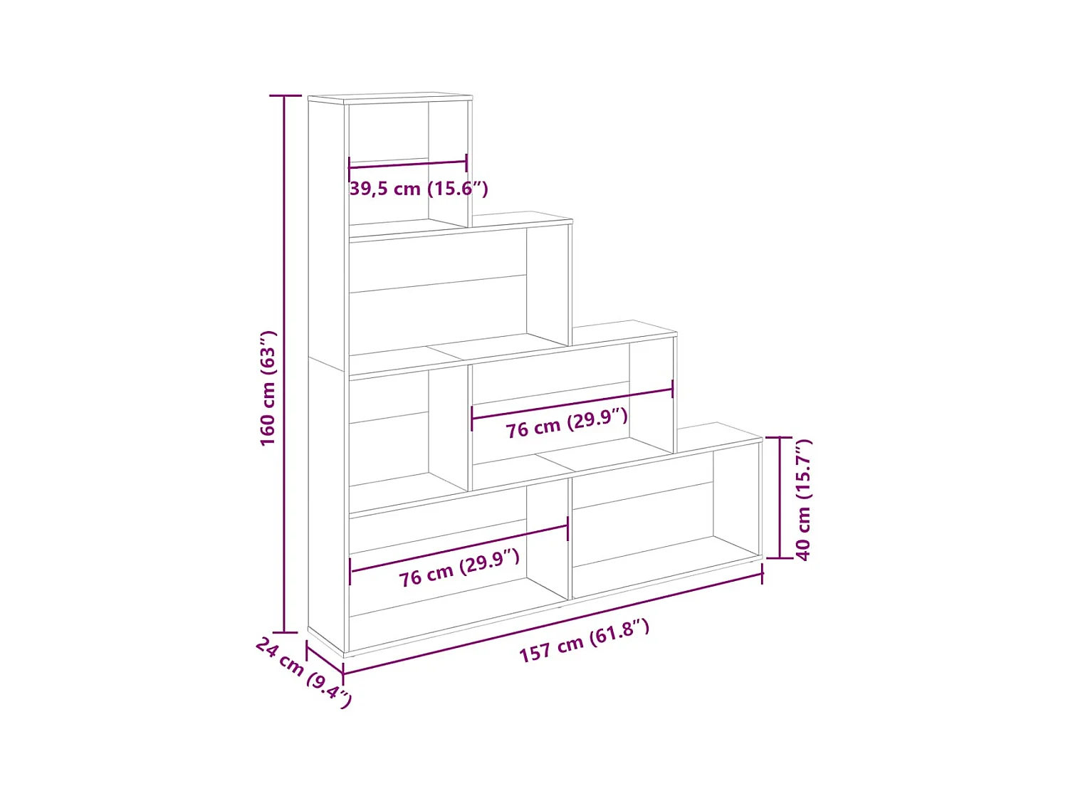 Bibliothèque vieux bois 157x24x160 cm bois d'ingénierie