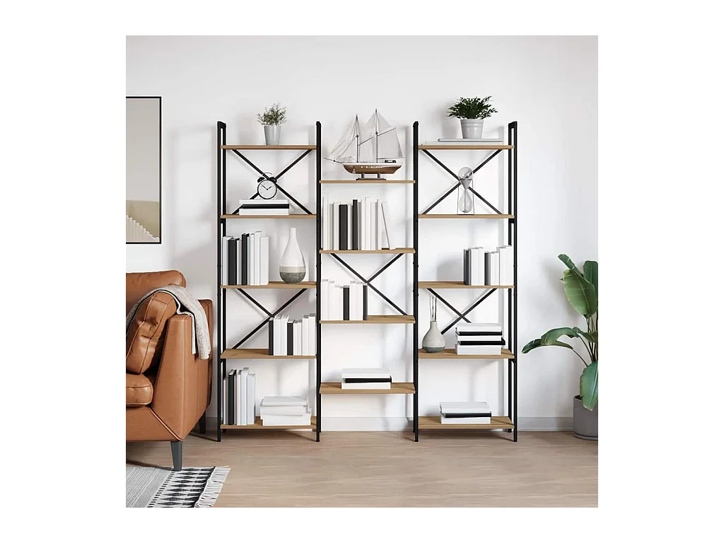 Bibliothèque chêne artisanal 156 x 25 x 167.5 cm Bois d'ingénierie