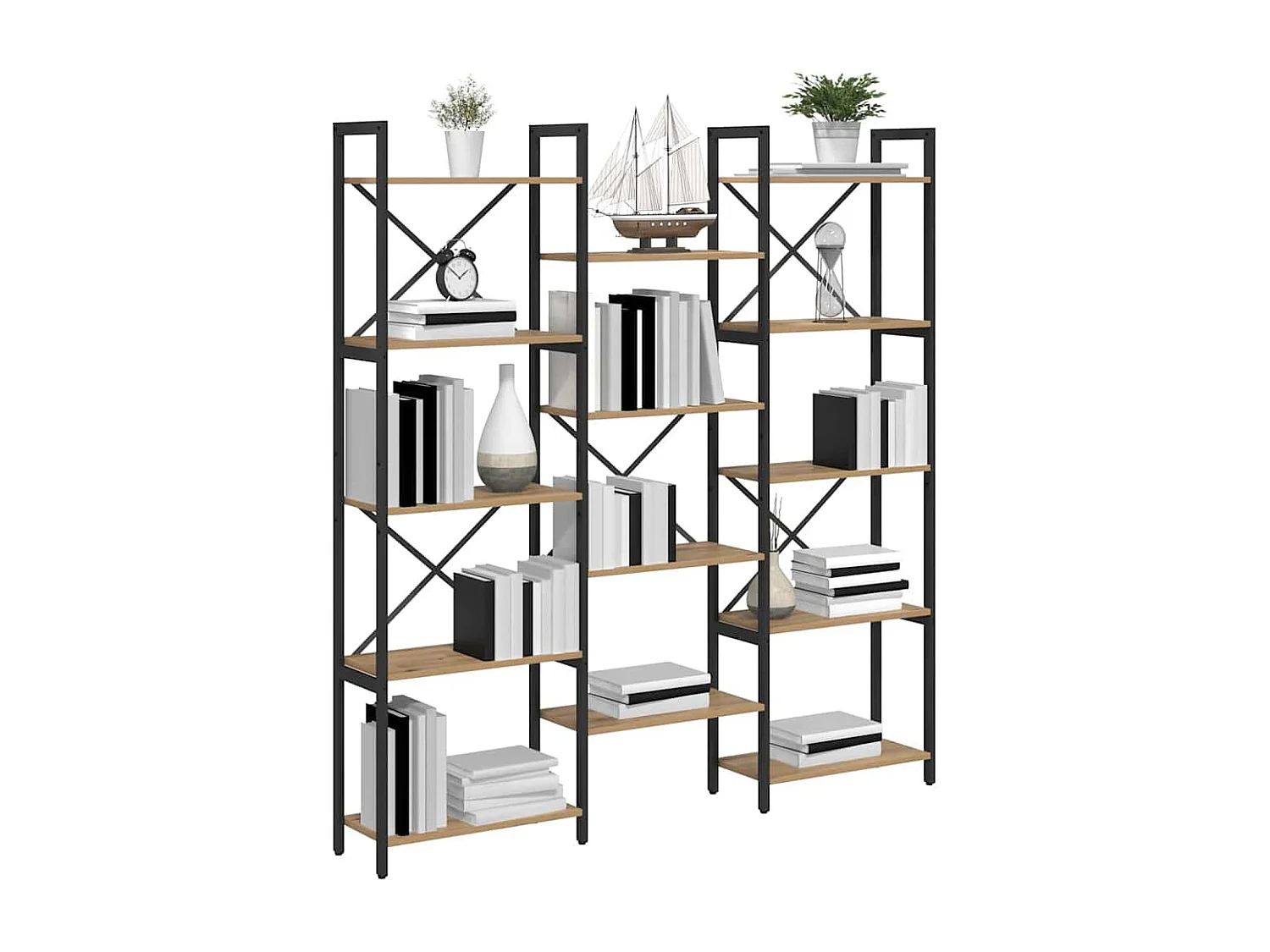 Bibliothèque chêne artisanal 156 x 25 x 167.5 cm Bois d'ingénierie