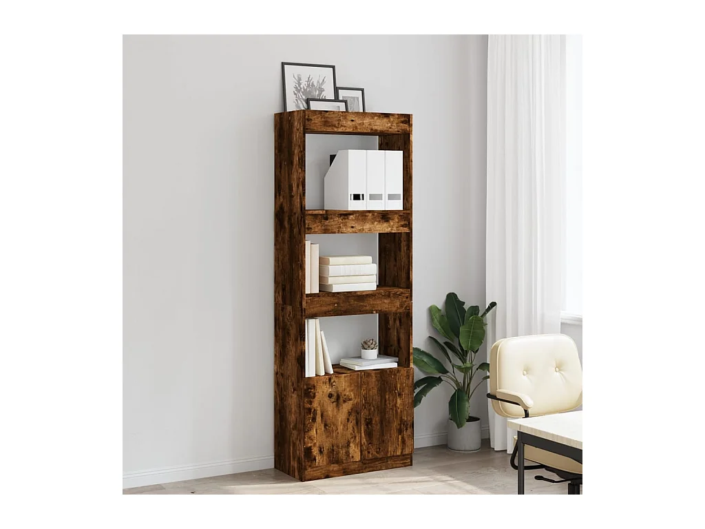 Bibliothèque 63x33x180 cm chêne fumé bois d'ingénierie