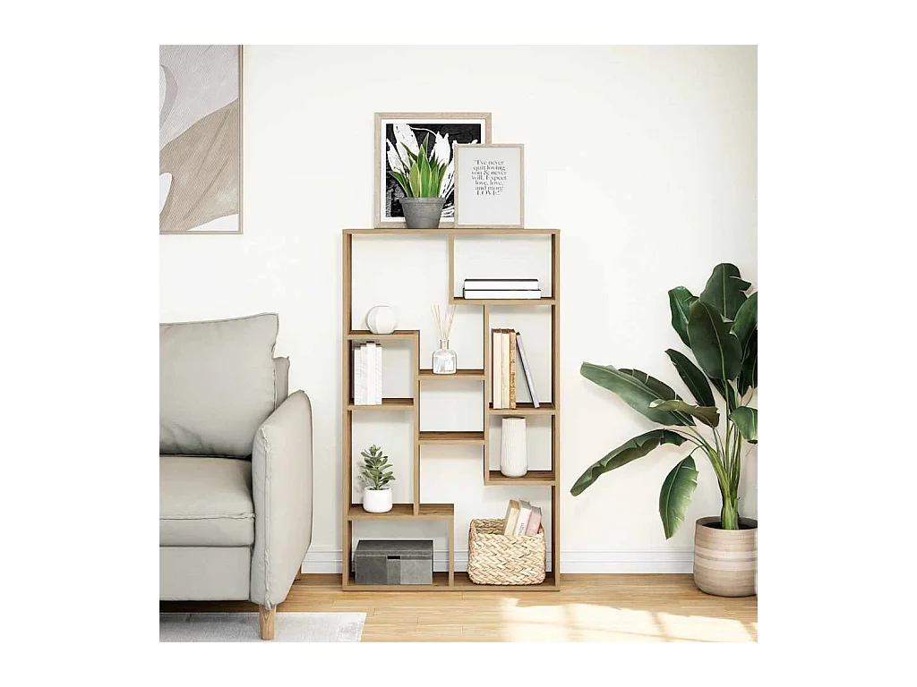 Bibliothèque chêne artisanal 72x20x120 cm bois d'ingénierie