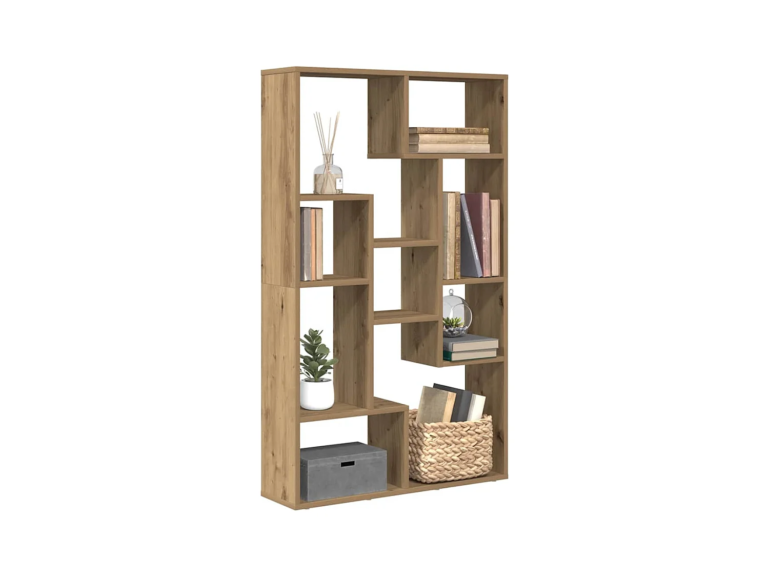 Bibliothèque chêne artisanal 72x20x120 cm bois d'ingénierie