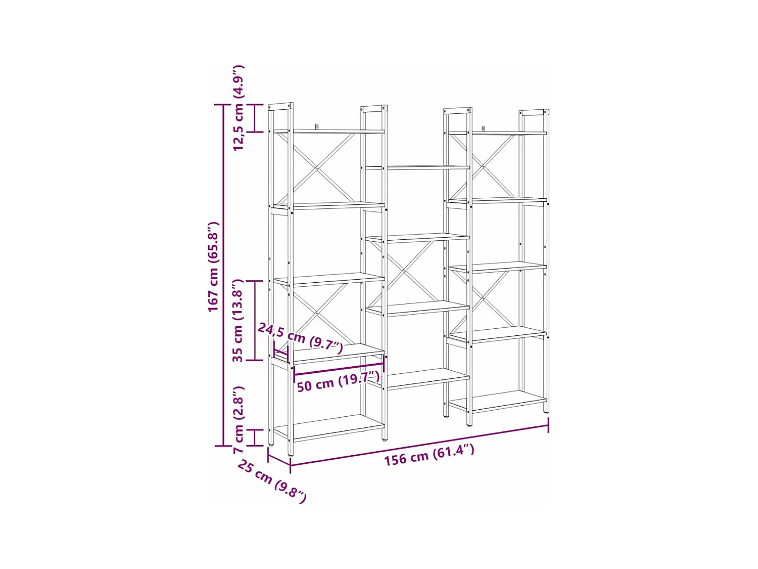 Bibliothèque Bois ancien 156 x 25 x 167.5 cm Bois d'ingénierie
