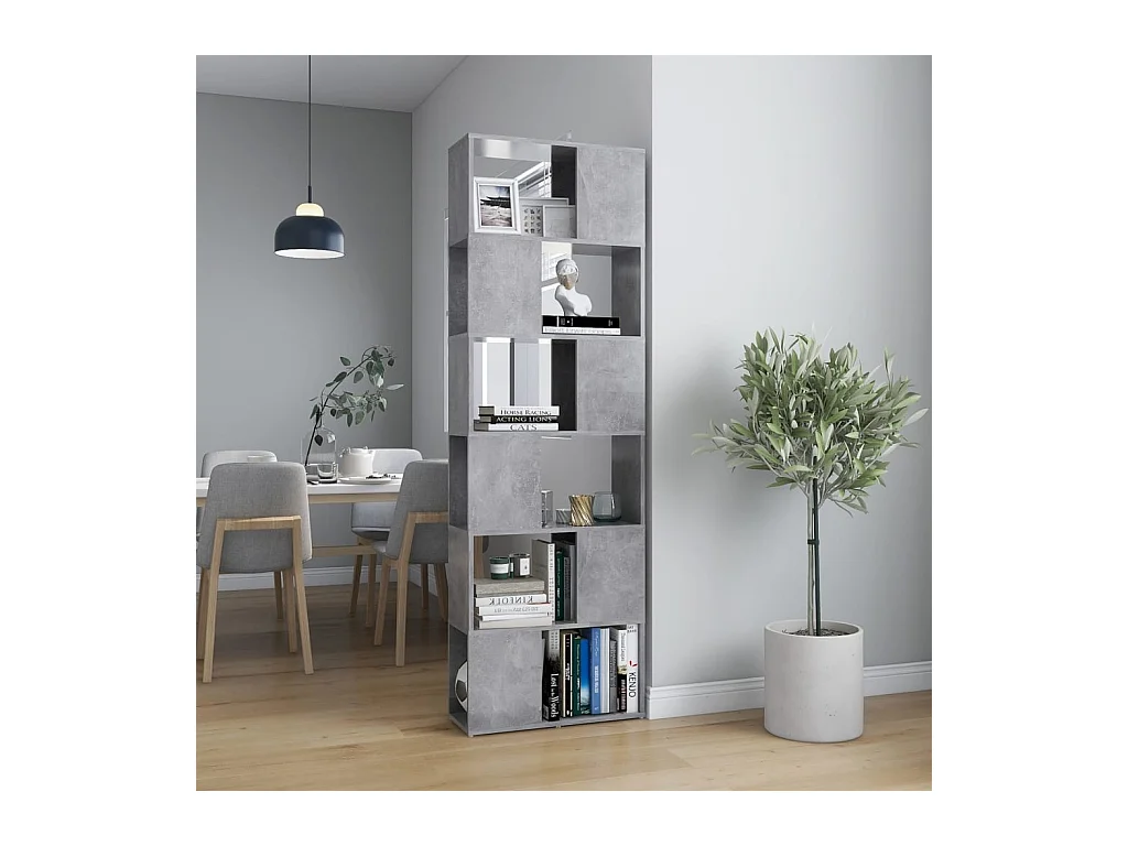 Librería separador contrachapada gris hormigón 60x24x186 cm