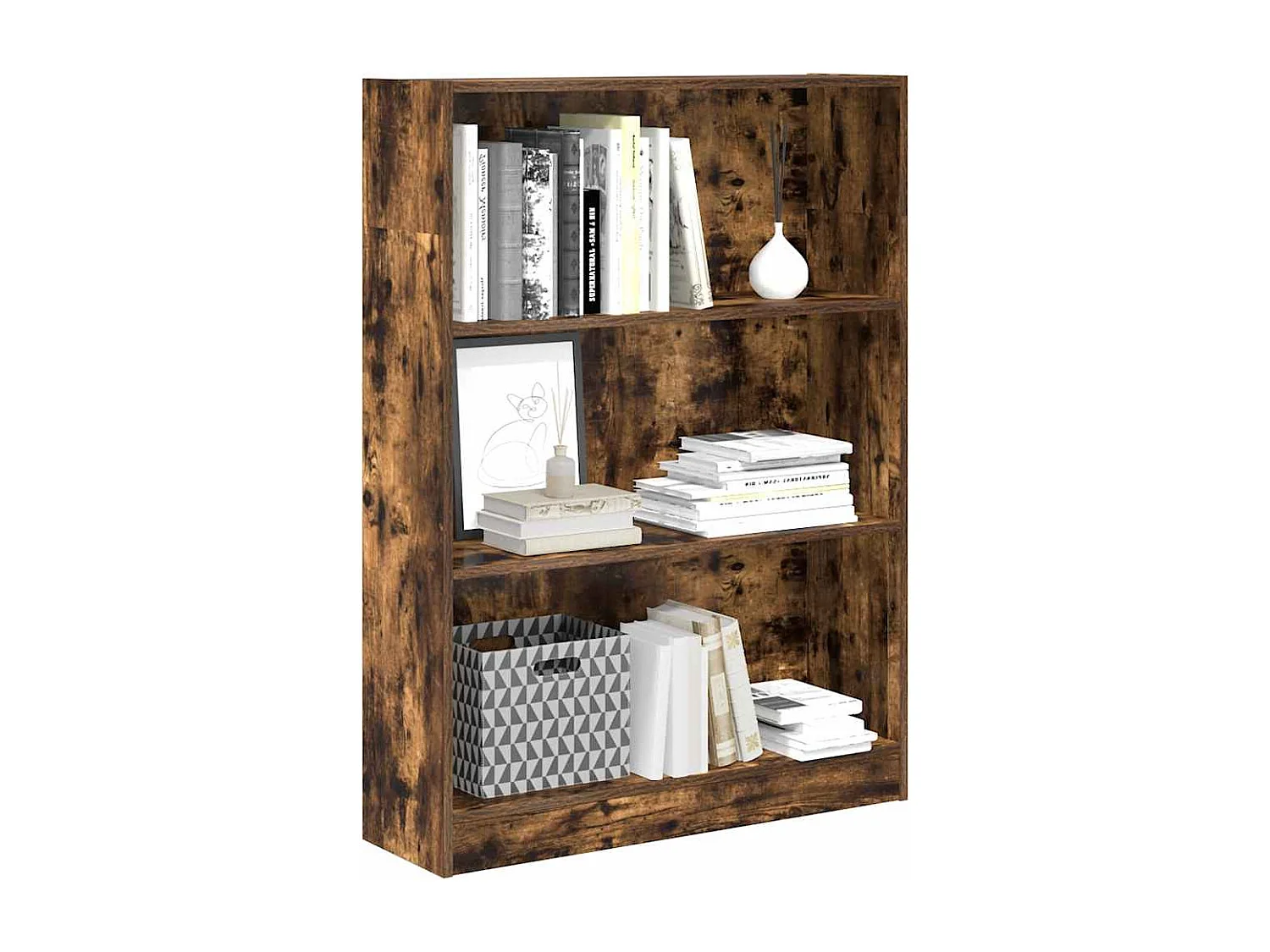 Bibliothèque chêne fumé 80x24x109 cm bois d'ingénierie