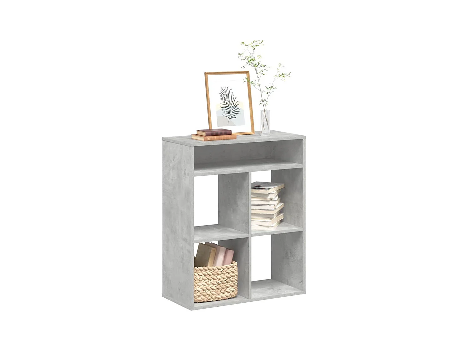 Bibliothèque gris béton 66x31x80 cm bois d’ingénierie