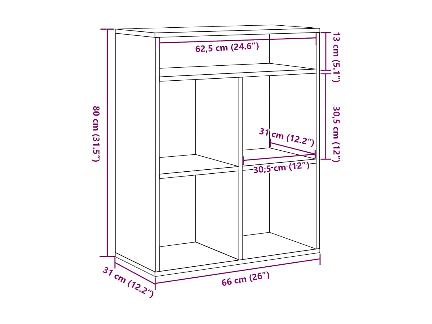 Bibliothèque gris béton 66x31x80 cm bois d’ingénierie