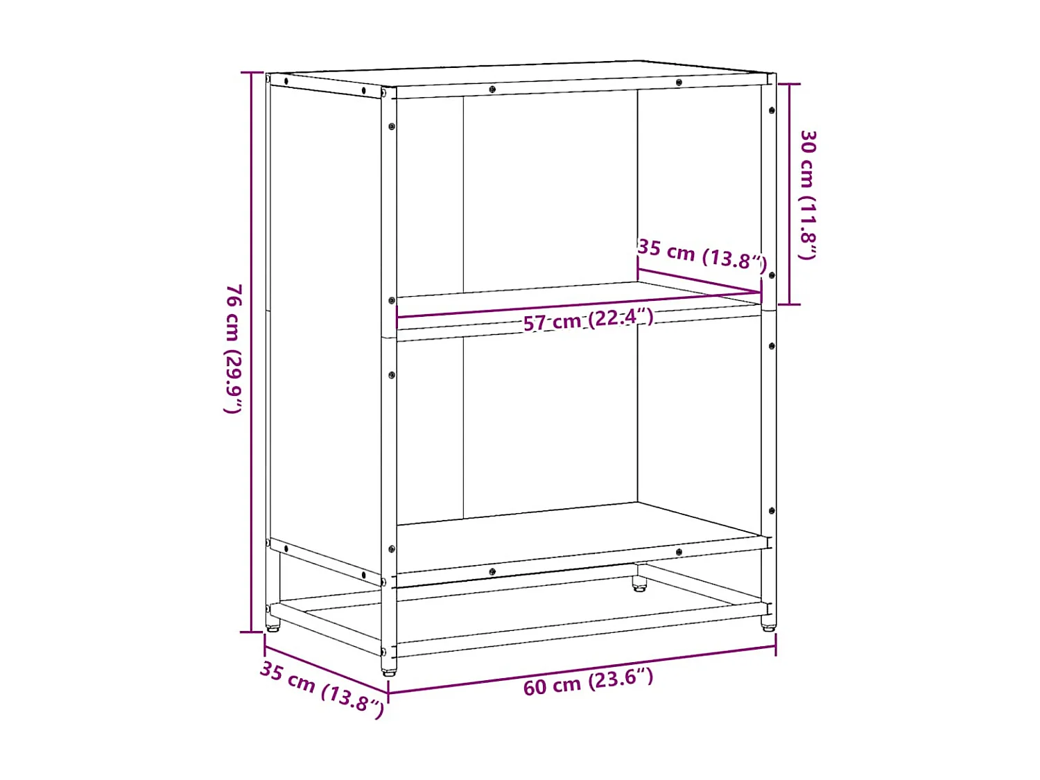 Bibliothèque chêne sonoma 60x35x76 cm bois d'ingénierie