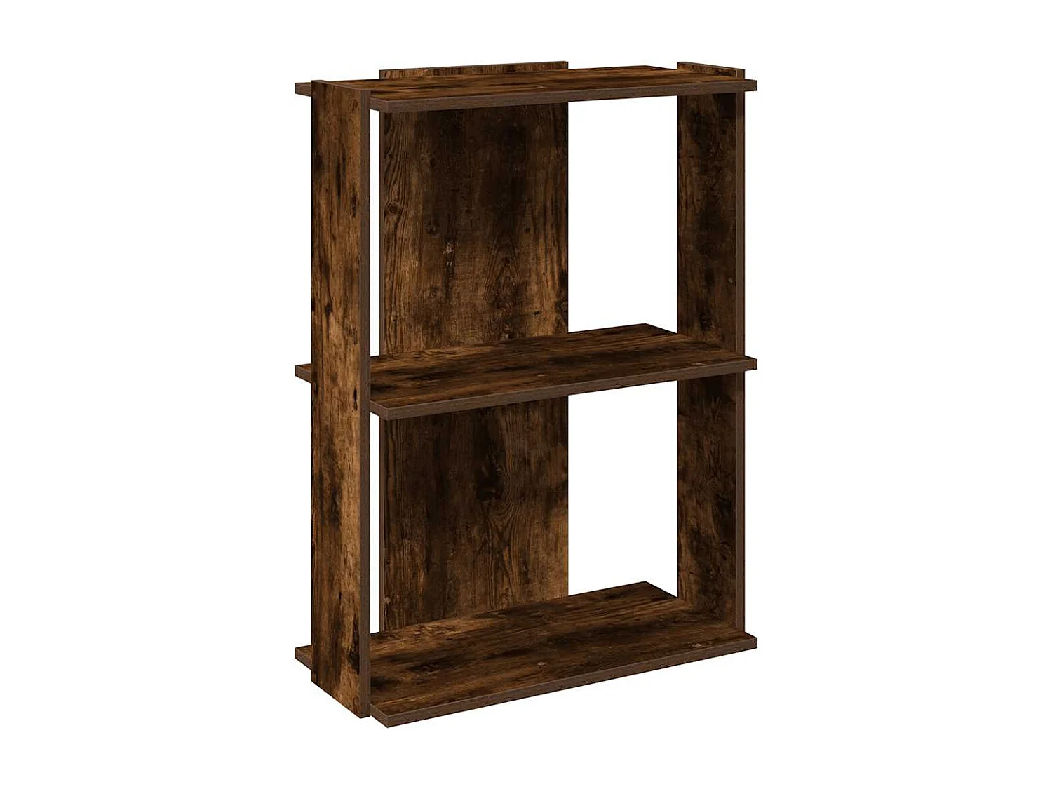 Bibliothèque 3 niveaux chêne fumé 60x30x80 cm bois d'ingénierie