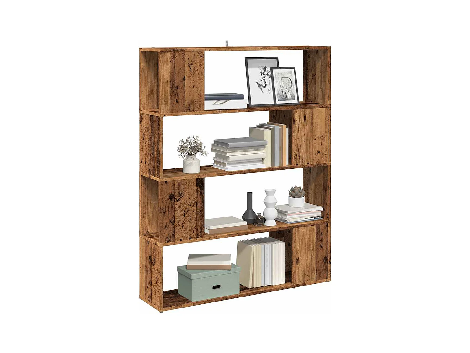 Bibliothèque/Séparateur de pièce vieux bois 100x24x124,5 cm