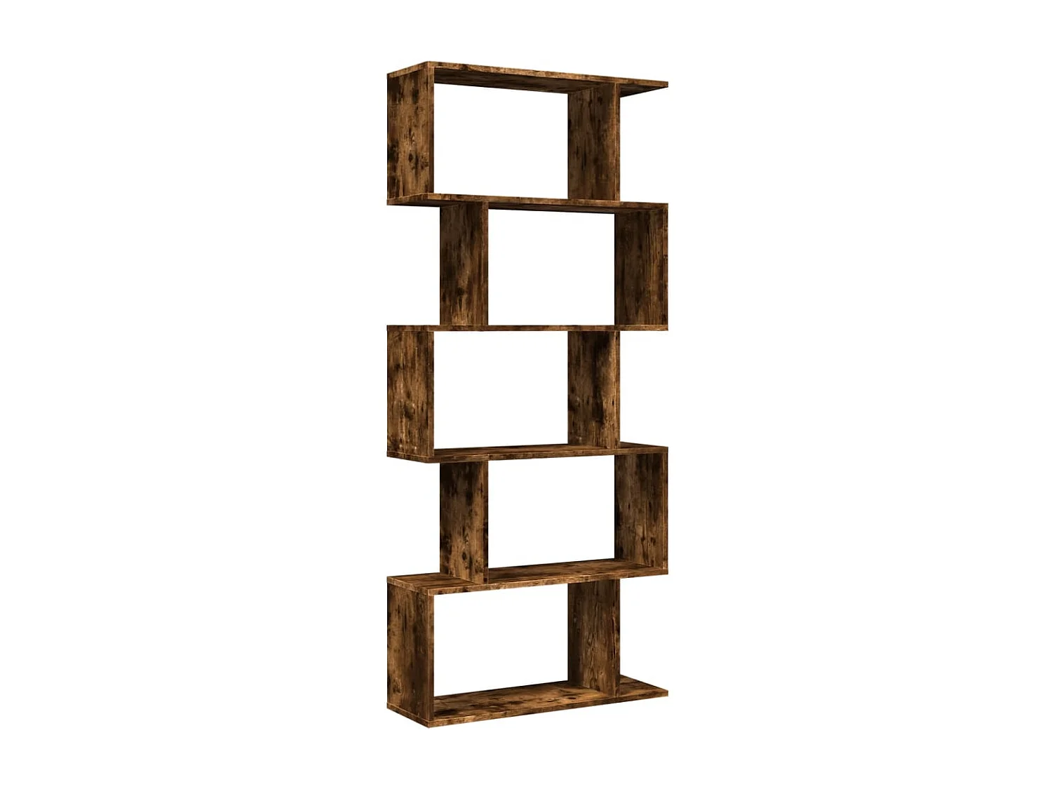 Bibliothèque séparatrice de pièce à 5 niveaux chêne fumé 70x24x161cm