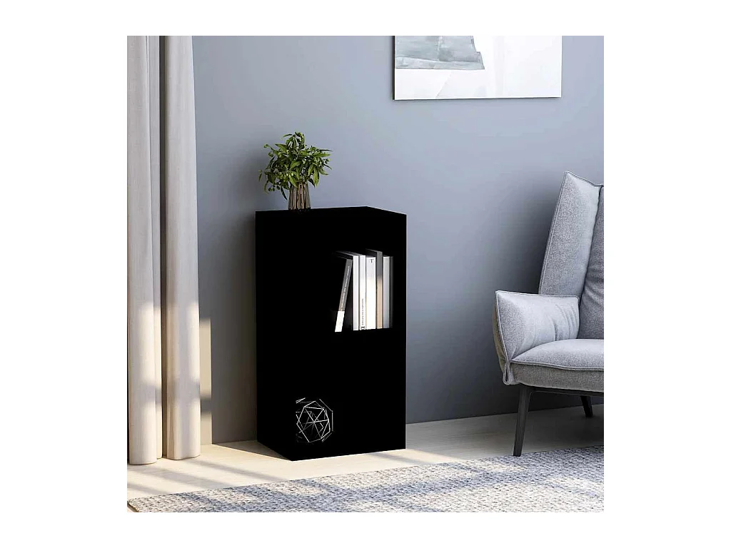 Estantería de 2 niveles madera contrachapada negro 40x30x76,5cm