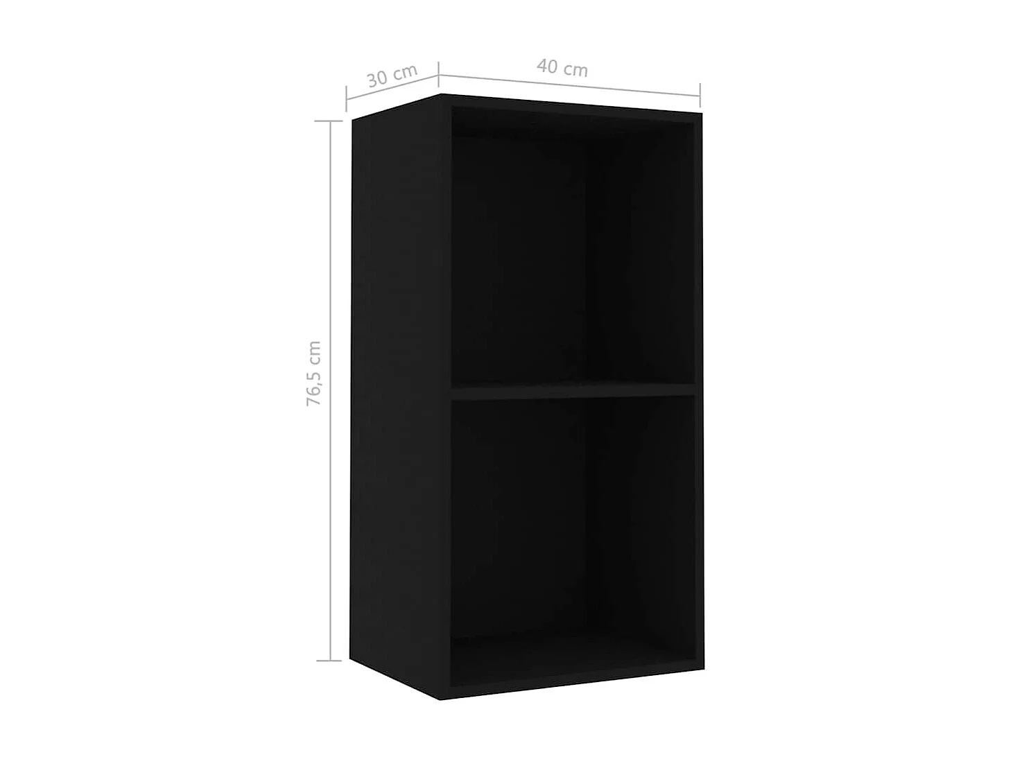 Bibliothèque noir 40x30x76,5 cm bois d'ingénierie