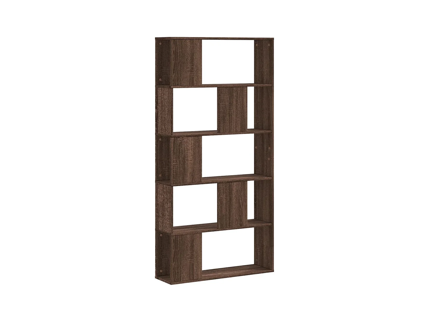 Bibliothèque 5 niveaux chêne marron bois ingénierie