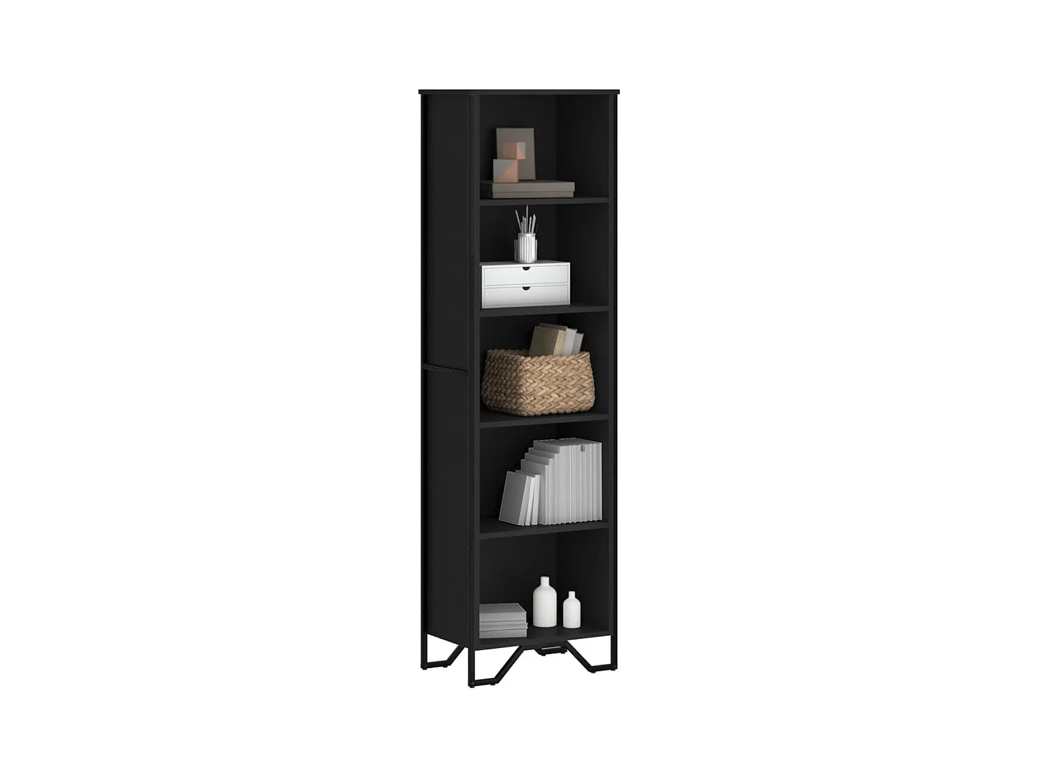 Estantería de madera de ingeniería negra 50x31x169 cm
