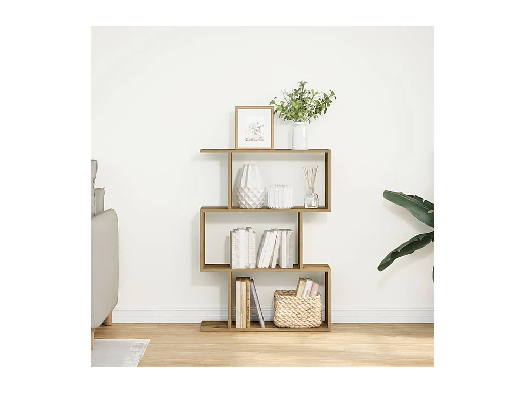 Bibliothèque séparatrice de pièce à 3 niveaux chêne artisanal