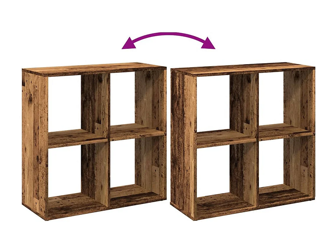 Bibliothèque séparatrice de pièce vieux bois 69,5x29x69,5 cm