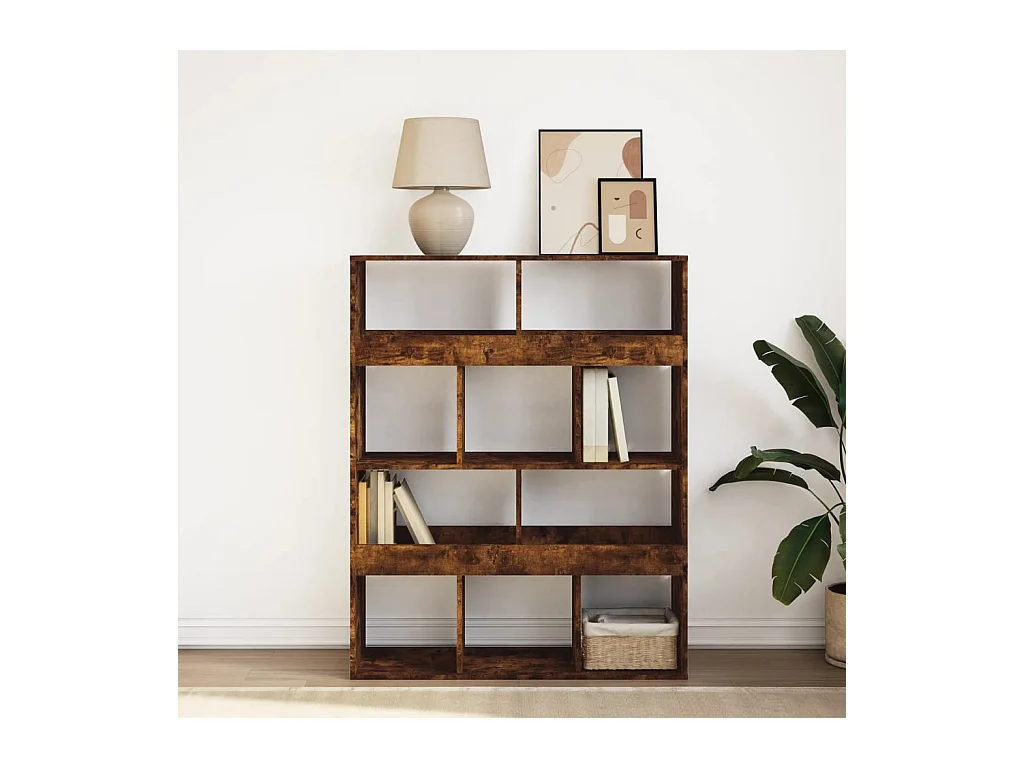 Bibliothèque chêne fumé 100x33x125,5 cm bois d'ingénierie